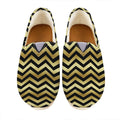 Gold And Black Chevron Pattern Print Casual Shoes