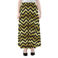Gold And Black Chevron Pattern Print Chiffon Maxi Skirt