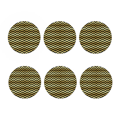 Gold And Black Chevron Pattern Print Coaster Set