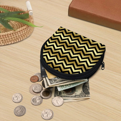 Gold And Black Chevron Pattern Print Coin Purse