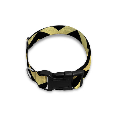 Gold And Black Chevron Pattern Print Dog Collar