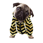 Gold And Black Chevron Pattern Print Dog Zip Up Hoodie