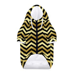Gold And Black Chevron Pattern Print Dog Zip Up Hoodie