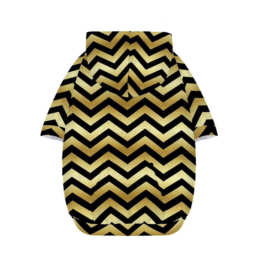 Gold And Black Chevron Pattern Print Dog Zip Up Hoodie