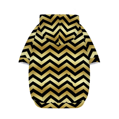 Gold And Black Chevron Pattern Print Dog Zip Up Hoodie