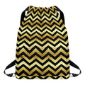 Gold And Black Chevron Pattern Print Drawstring Backpack