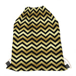Gold And Black Chevron Pattern Print Drawstring Bag