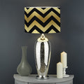 Gold And Black Chevron Pattern Print Drum Lamp Shade