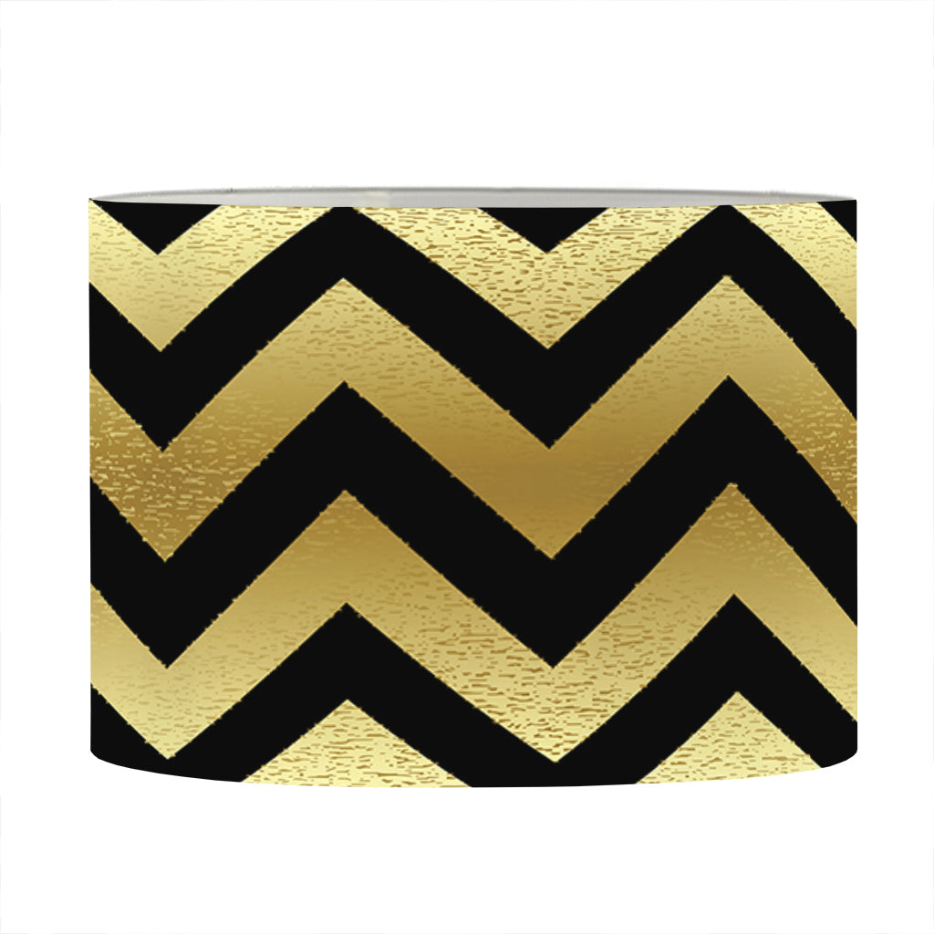Gold And Black Chevron Pattern Print Drum Lamp Shade