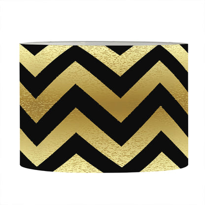 Gold And Black Chevron Pattern Print Drum Lamp Shade