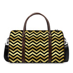 Gold And Black Chevron Pattern Print Duffle Bag