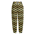 Gold And Black Chevron Pattern Print Fleece Lined Knit Pants