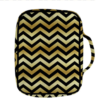 Gold And Black Chevron Pattern Print Front Pocket Bible Bag