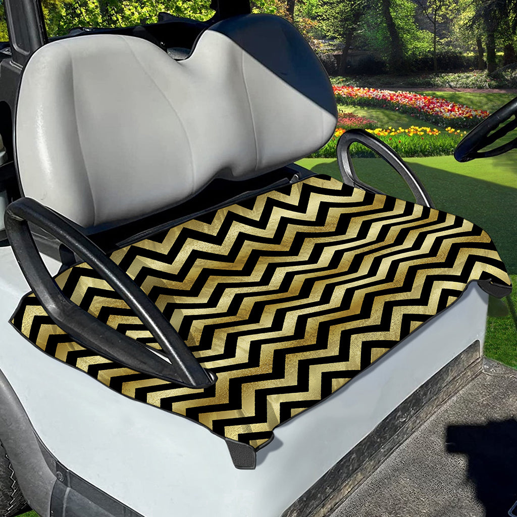 Gold And Black Chevron Pattern Print Golf Cart Seat Cover