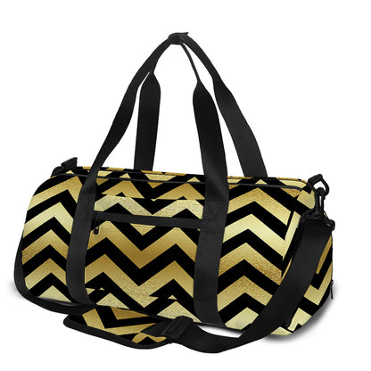 Gold And Black Chevron Pattern Print Gym Bag