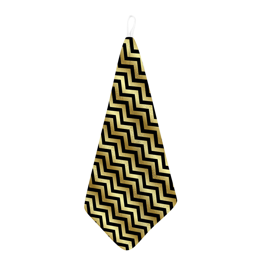 Gold And Black Chevron Pattern Print Hand Towel
