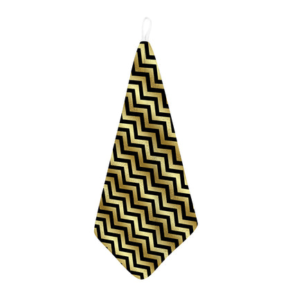 Gold And Black Chevron Pattern Print Hand Towel