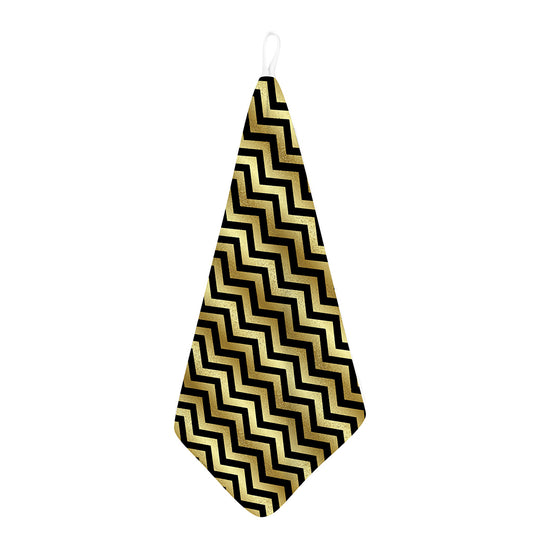 Gold And Black Chevron Pattern Print Hand Towel