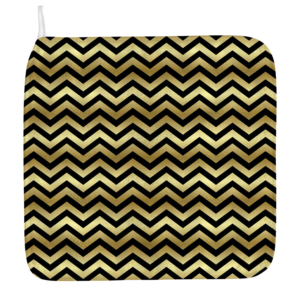 Gold And Black Chevron Pattern Print Hand Towel