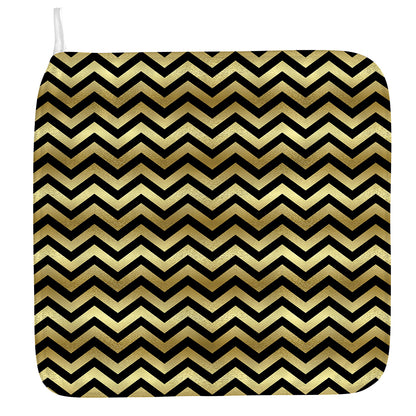 Gold And Black Chevron Pattern Print Hand Towel