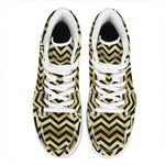 Gold And Black Chevron Pattern Print High Top Leather Sneakers