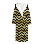 Gold And Black Chevron Pattern Print Hooded Bathrobe