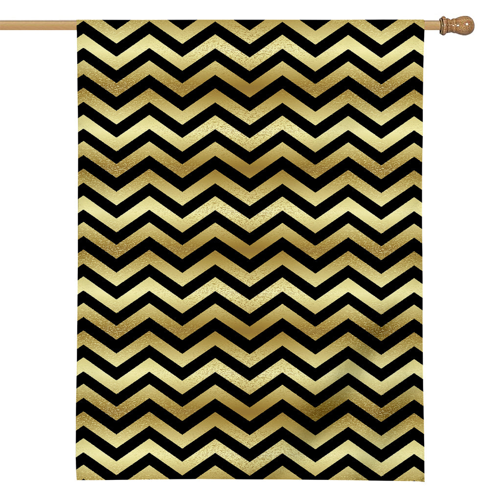 Gold And Black Chevron Pattern Print House Flag