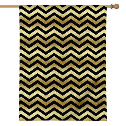 Gold And Black Chevron Pattern Print House Flag