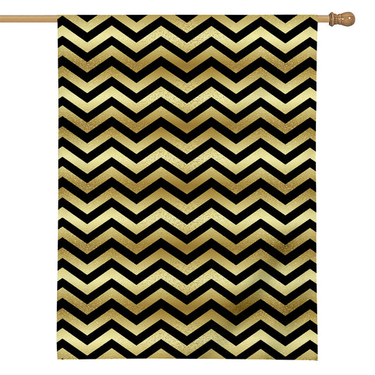 Gold And Black Chevron Pattern Print House Flag