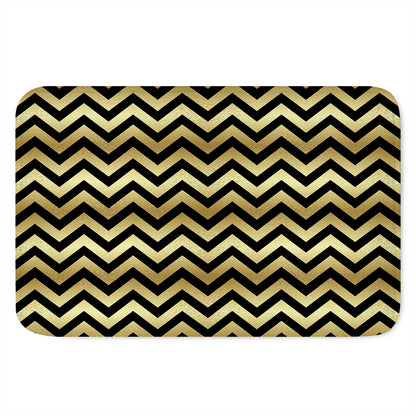 Gold And Black Chevron Pattern Print Indoor Door Mat