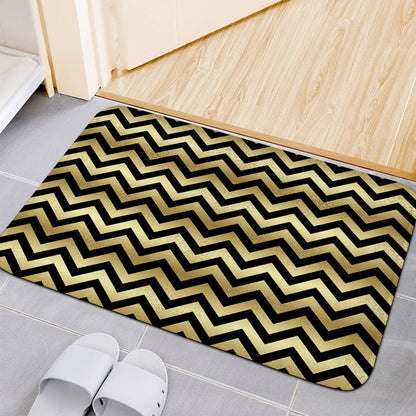 Gold And Black Chevron Pattern Print Indoor Door Mat