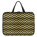 Gold And Black Chevron Pattern Print Laptop Sleeve With Handle