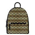 Gold And Black Chevron Pattern Print Leather Backpack