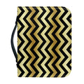 Gold And Black Chevron Pattern Print Leather Bible Cover