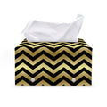 Gold And Black Chevron Pattern Print Leather Tissue Box Cover