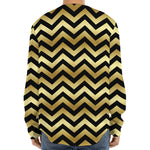 Gold And Black Chevron Pattern Print Long Sleeve Baseball Jersey