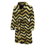 Gold And Black Chevron Pattern Print Men's Bathrobe