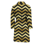Gold And Black Chevron Pattern Print Men's Bathrobe