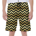 Gold And Black Chevron Pattern Print Men's Beach Shorts
