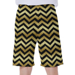 Gold And Black Chevron Pattern Print Men's Beach Shorts