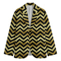 Gold And Black Chevron Pattern Print Men's Blazer