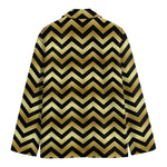 Gold And Black Chevron Pattern Print Men's Blazer