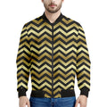 Gold And Black Chevron Pattern Print Men's Bomber Jacket