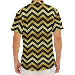 Gold And Black Chevron Pattern Print Men's Deep V-Neck Shirt