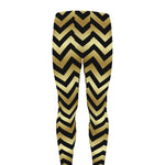 Gold And Black Chevron Pattern Print Men's leggings