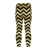 Gold And Black Chevron Pattern Print Men's leggings
