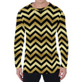Gold And Black Chevron Pattern Print Men's Long Sleeve T-Shirt