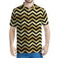 Gold And Black Chevron Pattern Print Men's Polo Shirt