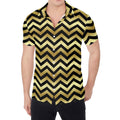 Gold And Black Chevron Pattern Print Men's Shirt