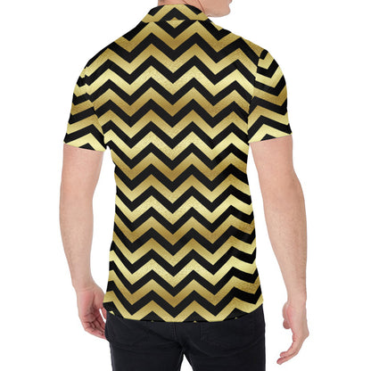 Gold And Black Chevron Pattern Print Men's Shirt